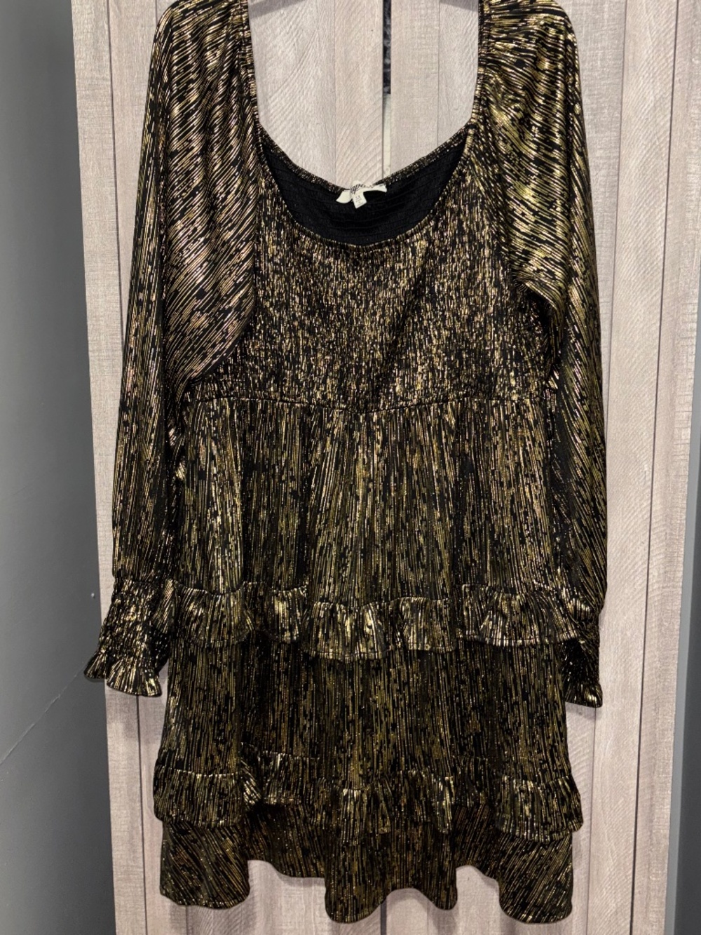 Haptics smocked gold and black dress 3x